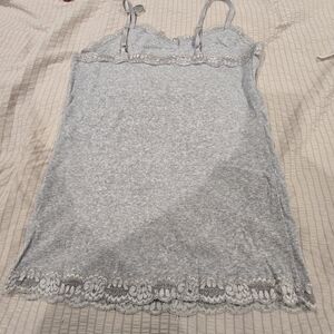 Gray Lace Trim Slip Dress